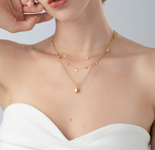 Lock Pendant Necklace with 18k Gold Plated