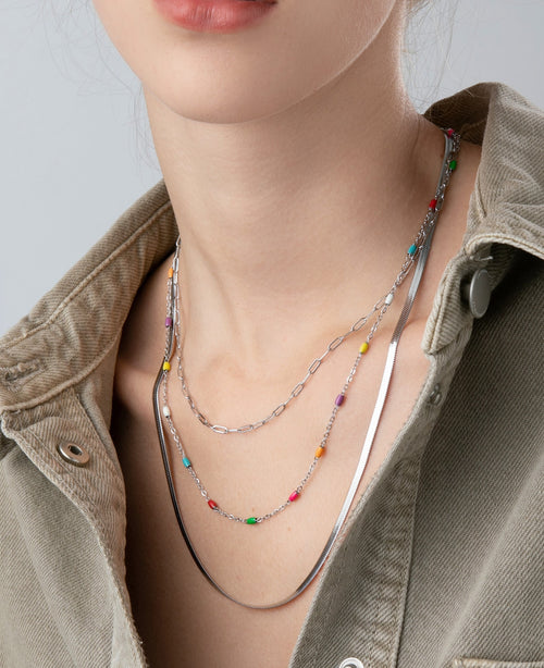 Triple layered Colorful beads necklace