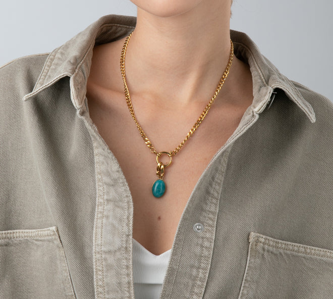 Natural Turquoise Pendant Necklace