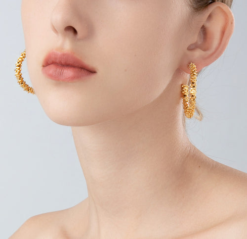 Irregular Gold flakes Hoop Earrings