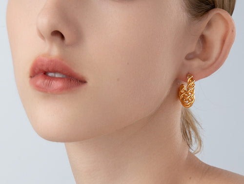 Gold Twist Hoop Earrings