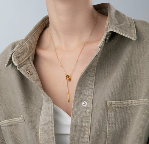 Y-Shape Necklace with Square Chain