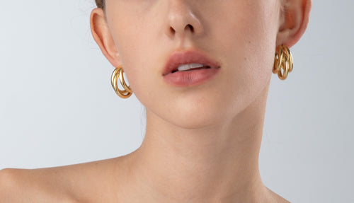 Gold Triple Hoops Earrings