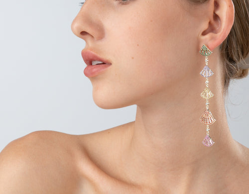 Fan Shape Rhinestone Dangle Party Earring