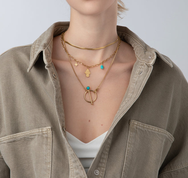 Turquoise Gold Chain Necklace