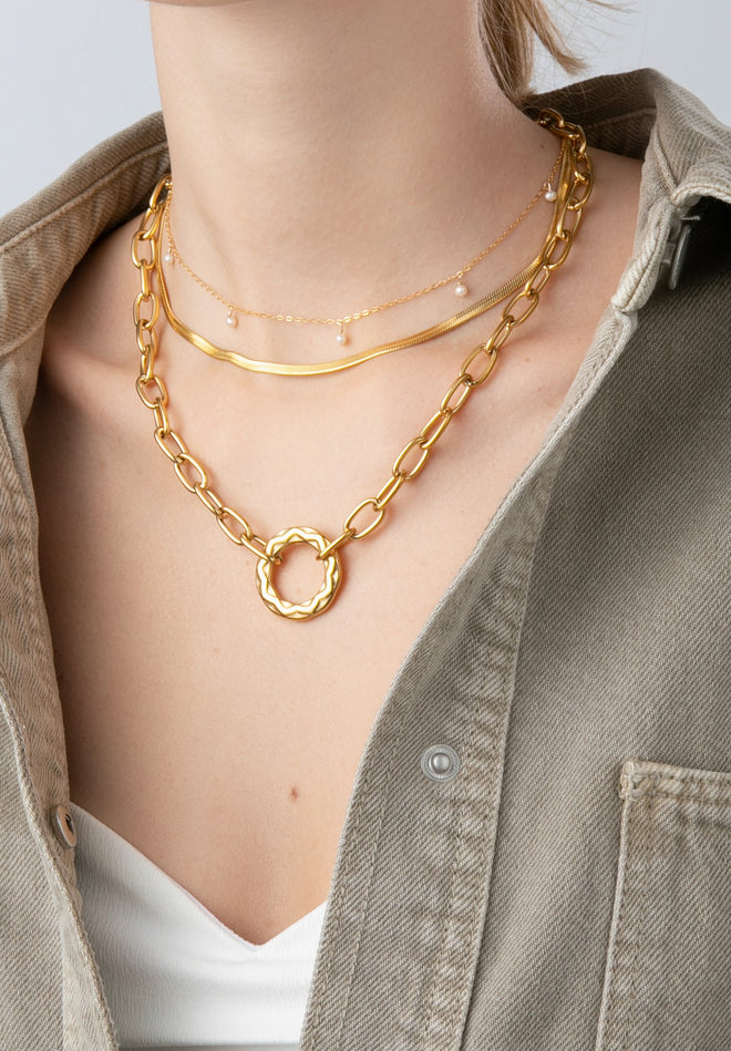 Gold Herringbone Chain Necklace