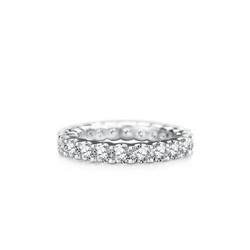 Moissanite Eternity Ring, Round Cut D 0.1 CT Each Color Lab Created Diamond Sterling Silver Wedding Band Ring