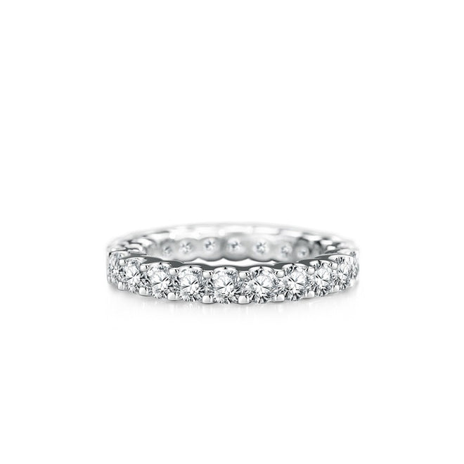 Moissanite Eternity Ring, Round Cut D 0.1 CT Each Color Lab Created Diamond Sterling Silver Wedding Band Ring