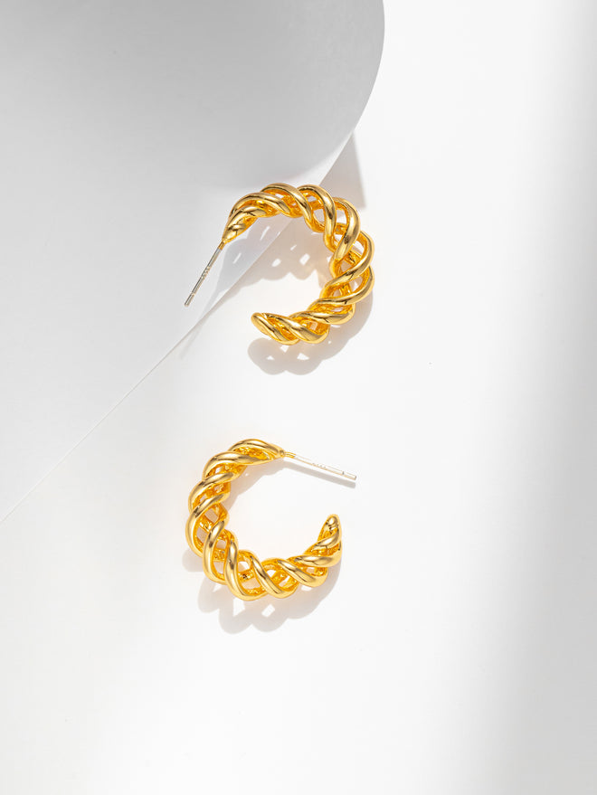 Gold Twist Hoop Earrings