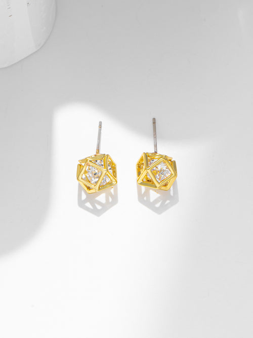 Gold Soccer-Shaped Earring with Diamond