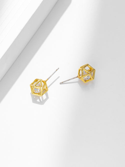 Gold Soccer-Shaped Earring with Diamond