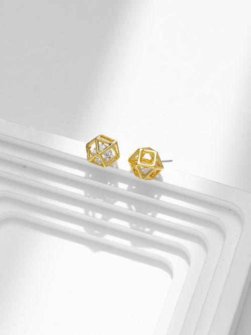 Gold Soccer-Shaped Earring with Diamond