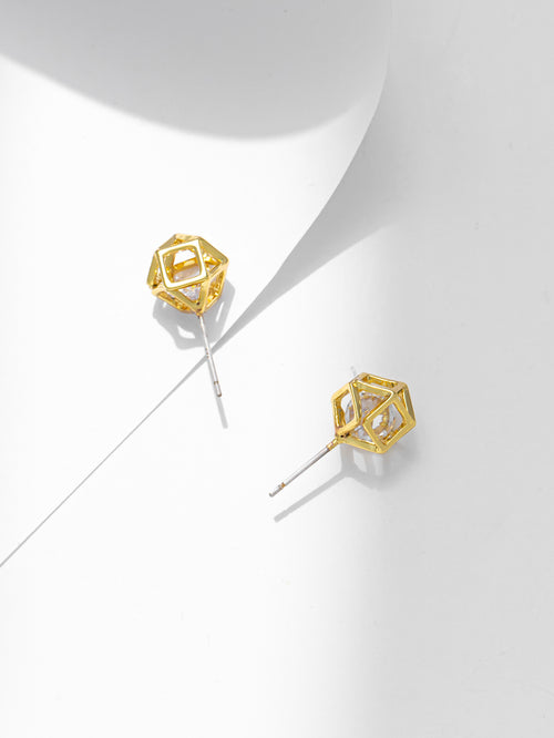 Gold Soccer-Shaped Earring with Diamond