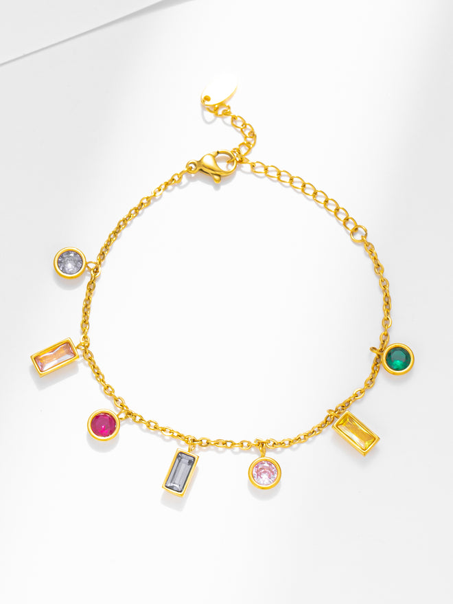 Multi-Colored Zirconia Bracelet in Gold