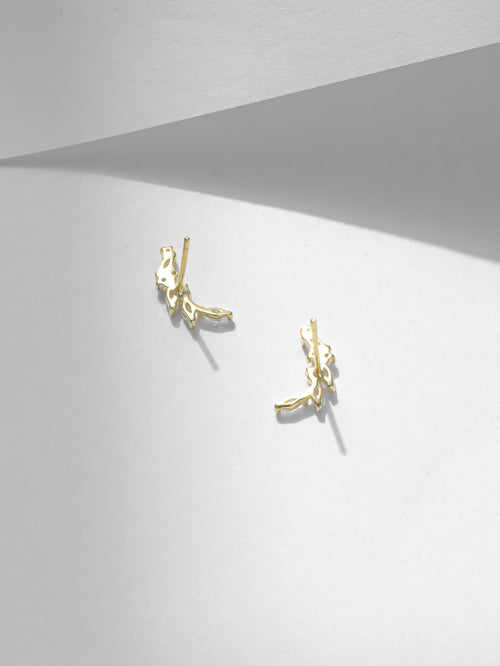 Branch and Leaf Stud Earrings