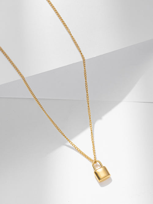 Lock Pendant Necklace with 18k Gold Plated