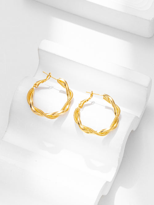 Gold Large Twist Hoop Earrings