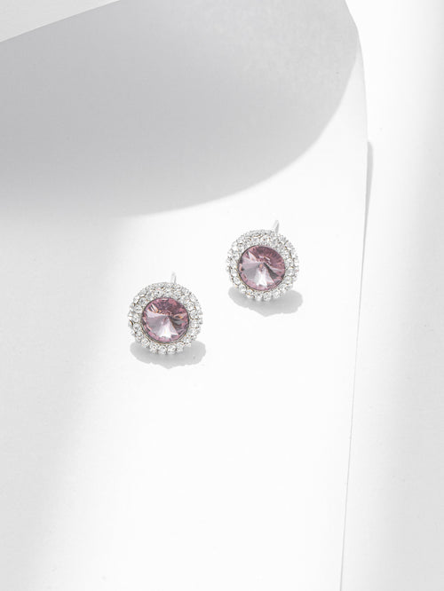 Pink Crystal Zircon Rhinestone Earring for Party Bridal Wedding Prom