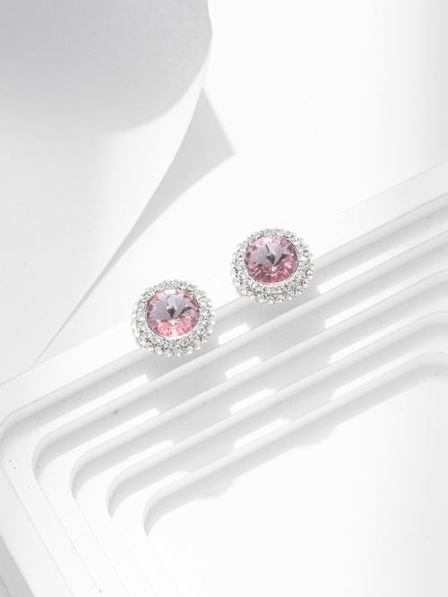 Pink Crystal Zircon Rhinestone Earring for Party Bridal Wedding Prom