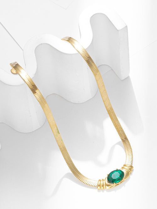 Gold Chain with Color Stone