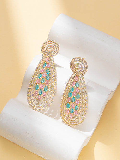 Colorful Rain Drop Crystal Rhinestone Dangle Earring  for Party Bridal Wedding Prom