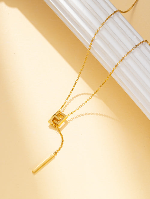 Y-Shape Necklace with Square Chain