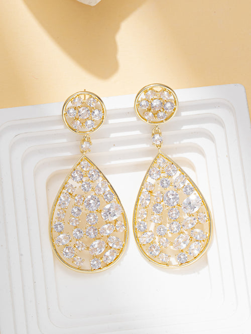 Crystal Rhinestone Oval Dangle Party Earring for Bridal Wedding Prom