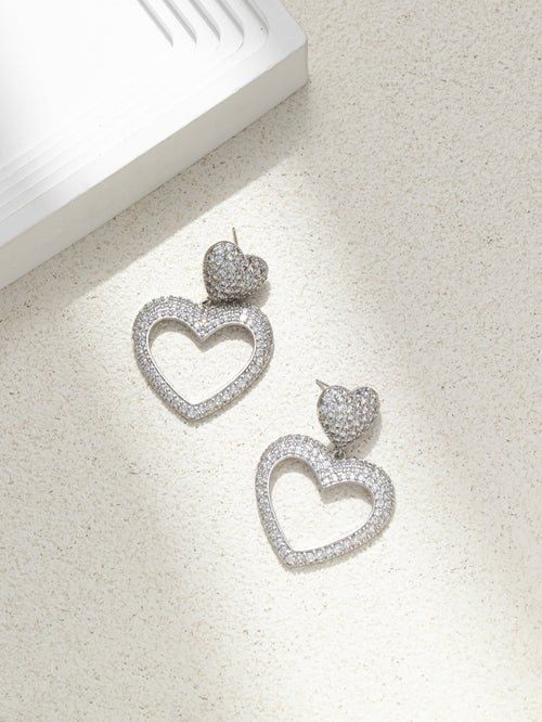 Heart Shape Rhinestone Dangle Earring