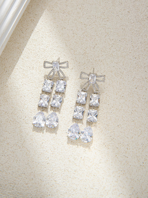 Sparkly Bow-tie Crystal Zircon Rhinestone Dangle Earring