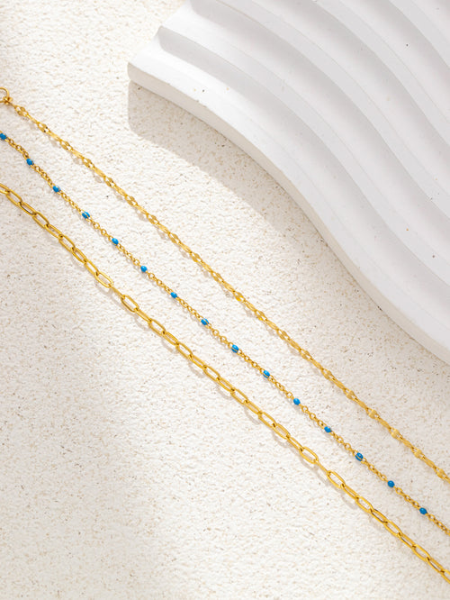 Triple layered Necklace with Blue Beads