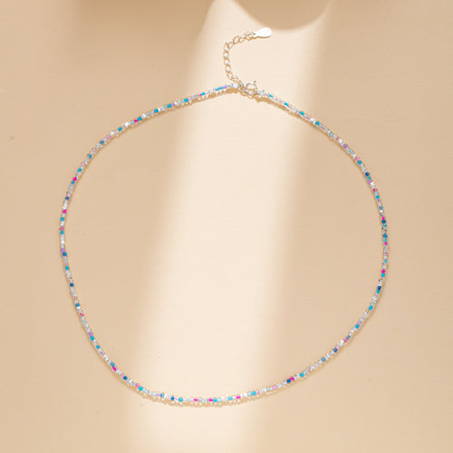 Sterling Silver with Blue and Pink Beads Chocker