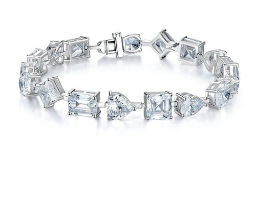 Multishape Moissanite Tennis Bracelet 13ct Bracelets 18k White Gold Plated 925 Sterling Silver Bracelet D Color VVS1 Moissanite Bracelet