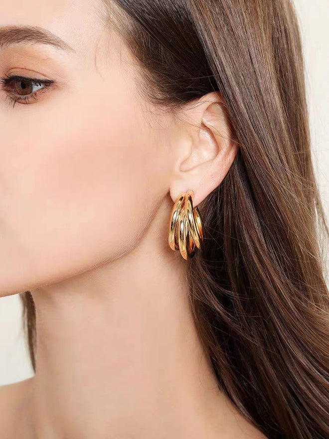 Triple Gold Hoop Earrings