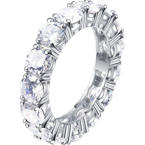 Moissanite Eternity Ring, Round Cut D 0.3CT Each Color Lab Created Diamond Sterling Silver Wedding Band Ring