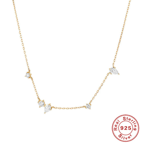 S925 Sterling Silver with 14K Gold Plated Zircon Necklace