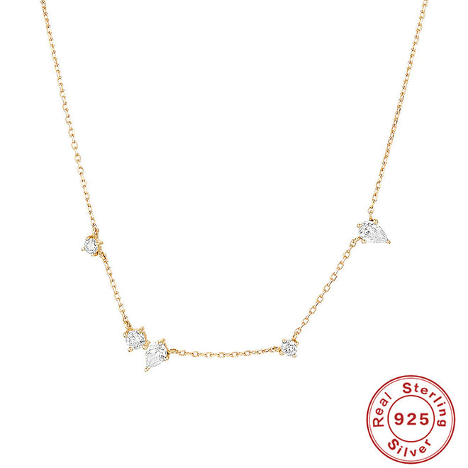 S925 Sterling Silver with 14K Gold Plated Zircon Necklace