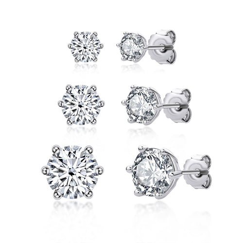 Moissanite Brilliant Round Cut 2ct D-E Color 925 Sterling Silver White Gold Plated Stud Earring