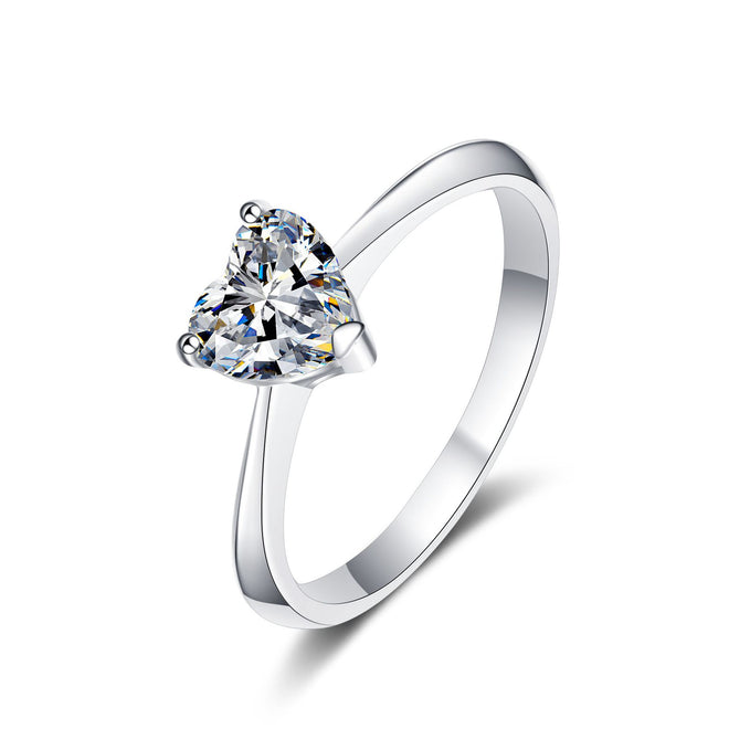 Moissanite Heart Shape Engagement Ring 2CT D Color VVS1 Clarity Wedding band 925 Sterling Silver with 18K Gold Plated