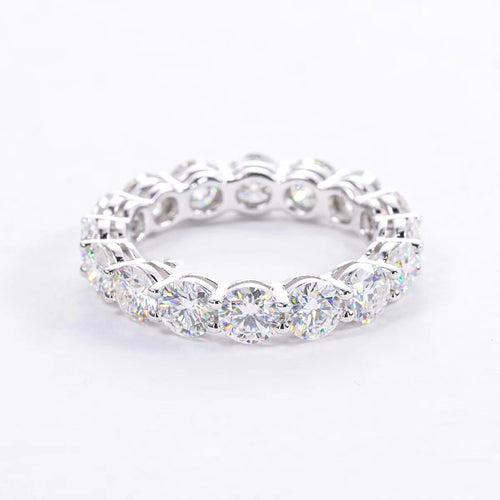 Moissanite Eternity Ring, Round Cut D 0.3CT Each Color Lab Created Diamond Sterling Silver Wedding Band Ring