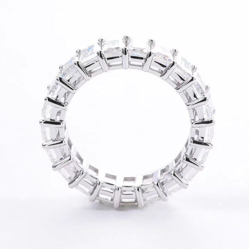 Moissanite Eternity Ring, princess Cut D 0.3 CT Each Color Lab Created Diamond Sterling Silver Wedding Band Ring