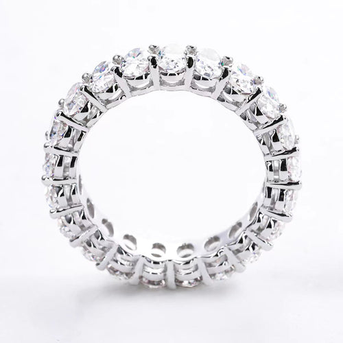 Moissanite Eternity Ring, OVAL Cut D 0.3 ct Each Color Lab Created Diamond Sterling Silver Wedding Band Ring