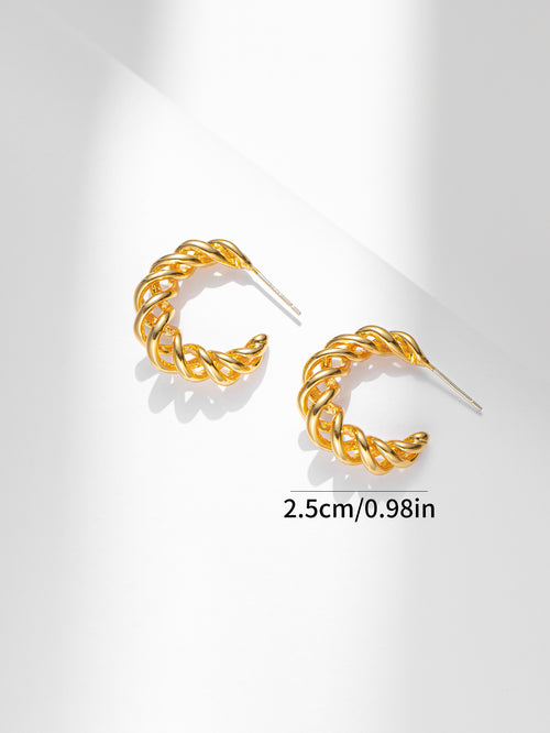 Gold Twist Hoop Earrings