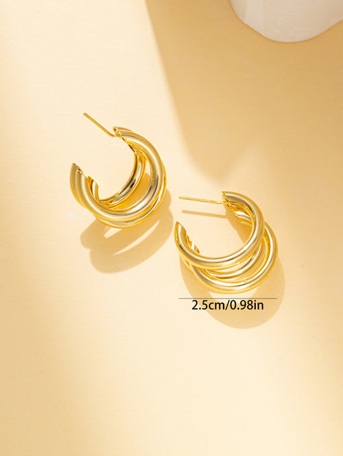 Gold Triple Hoops Earrings