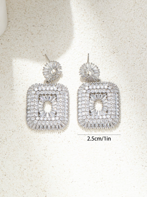 Bling Cubic Zirconia Square Earring