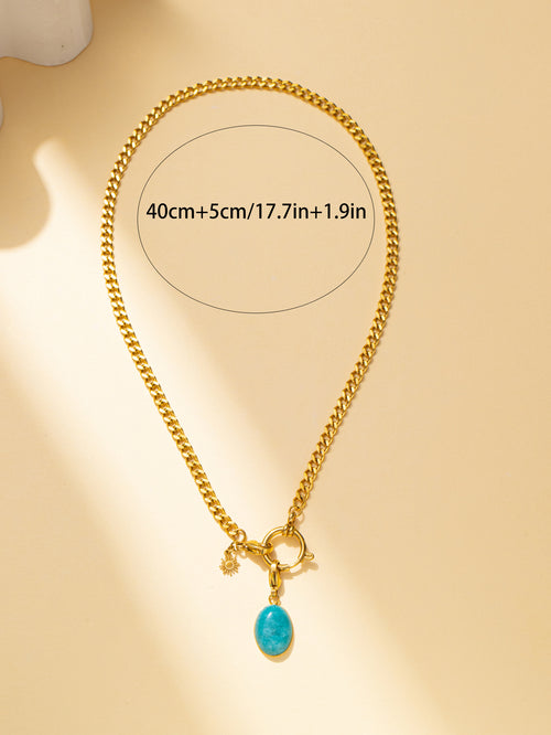 Natural Turquoise Pendant Necklace