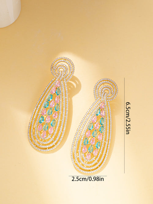 Colorful Rain Drop Crystal Rhinestone Dangle Earring  for Party Bridal Wedding Prom