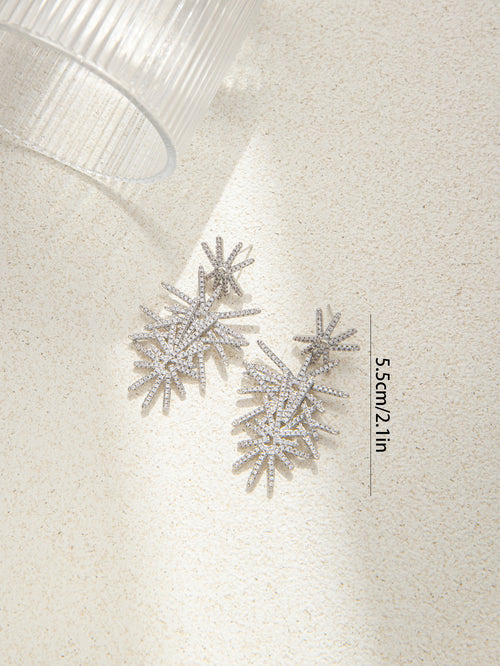 Snowflakes Crystal Rhinestone Dangle Party Earring with 925 Sterling Silver Post for Bridal Wedding Prom