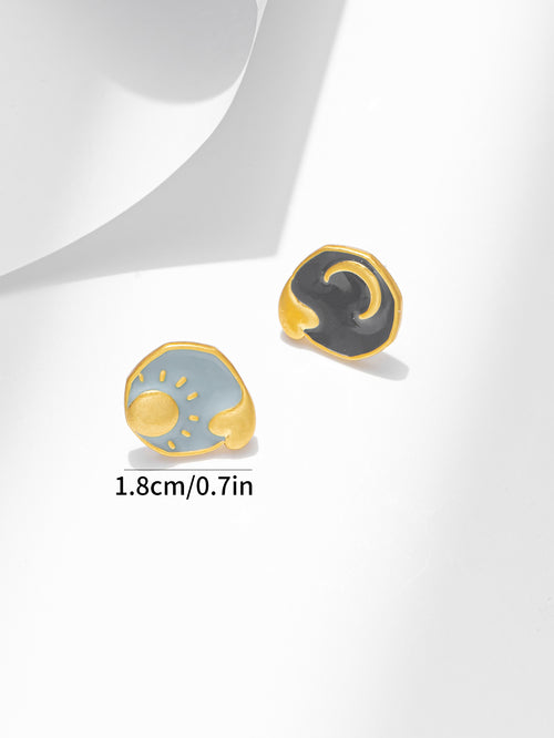 Sun&Moon Enamel Glazed Earring