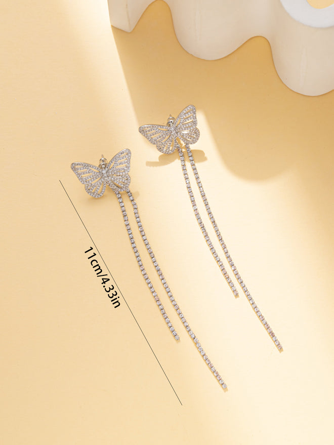 Butterfly Rhinestone Dangle Party Earring