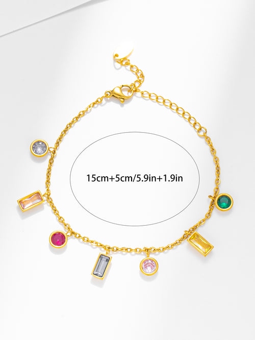 Multi-Colored Zirconia Bracelet in Gold